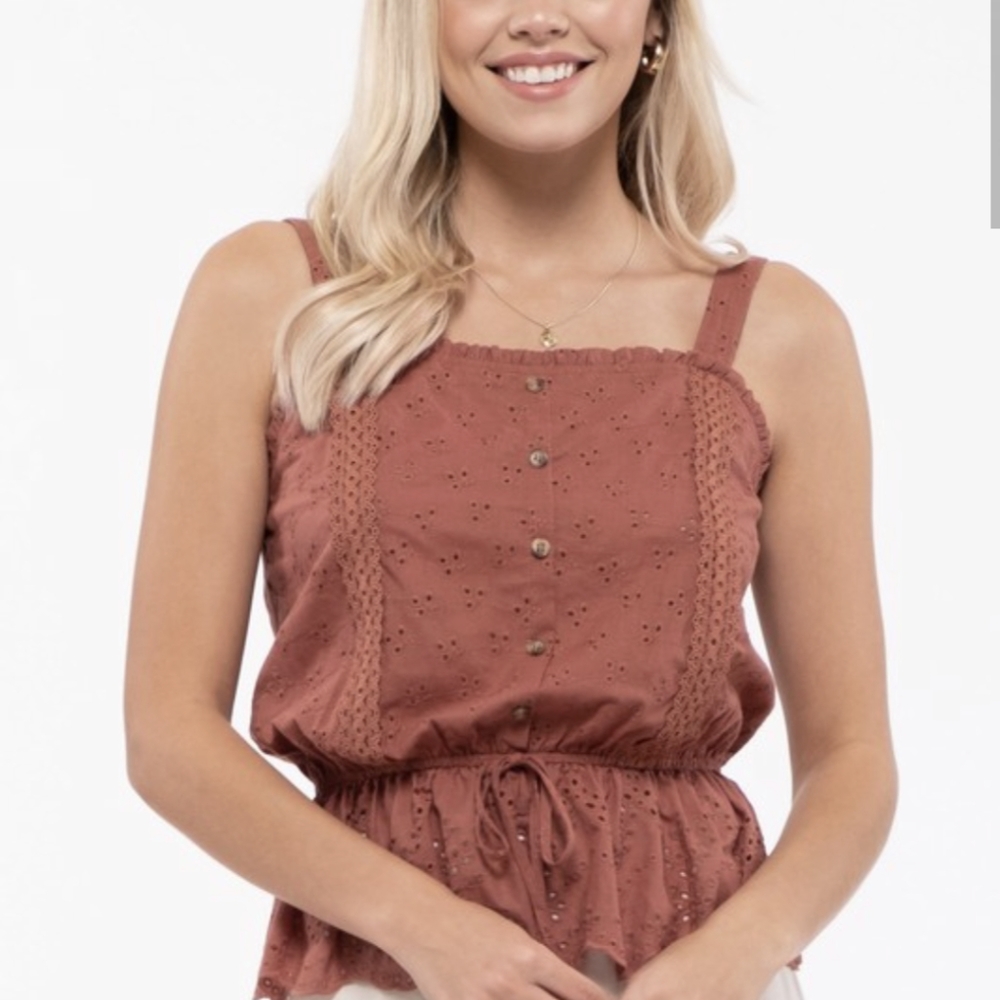 Terracotta Peplum Top